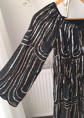 Boncuk İşlemeli Uzun Siyah Bohem Elbise - Görsel 2