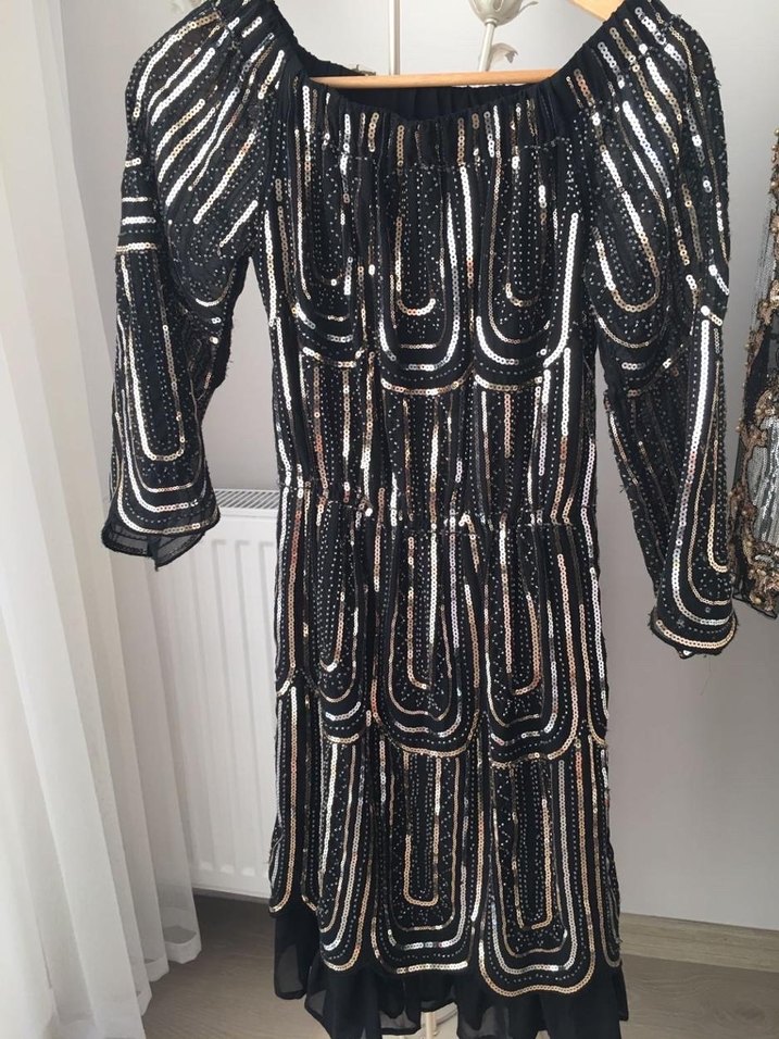 Boncuk İşlemeli Uzun Siyah Bohem Elbise - Görsel 4