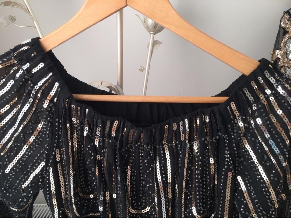 Boncuk İşlemeli Uzun Siyah Bohem Elbise - Görsel 5