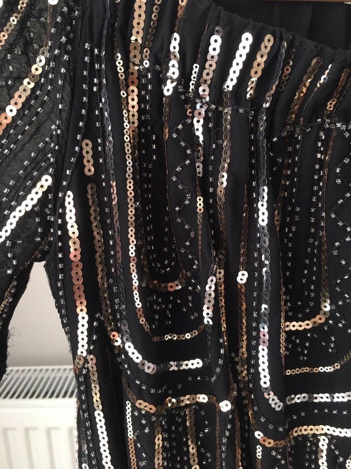 Boncuk İşlemeli Uzun Siyah Bohem Elbise - Görsel 3