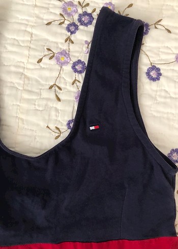 Lacivert Kırmızı Detaylı Yazlık Elbise - Görsel 3