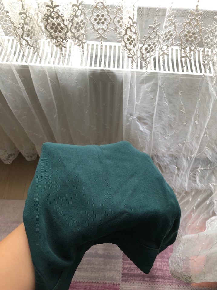 Saten Görünümlü Yeşil Salaş Kadın Pantolon - Görsel 4