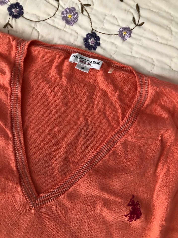 Kadın Kırmızı V Yakalı Pamuklu Triko - Görsel 2