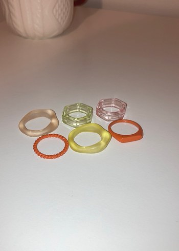 Şeffaf Pastel Renkli Kadın Yüzük Seti - Görsel 2