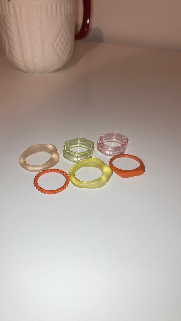 Şeffaf Pastel Renkli Kadın Yüzük Seti - Görsel 2