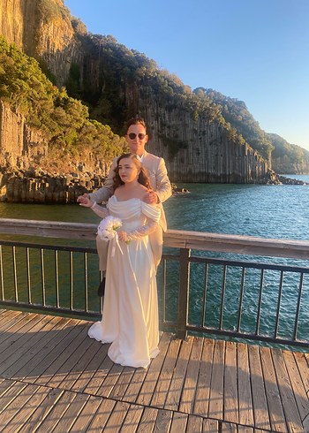 40 Beden beyaz Renk Uzun Kollu Straplez Beyaz Gelinlik nikah elbisesi