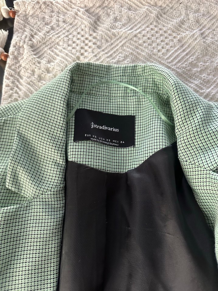 Stradivarius Düğmeli Yeşil Kadın Blazer Ceket - Görsel 2