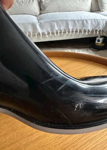 Parlak Siyah Kadın yağmur botu - Görsel 2