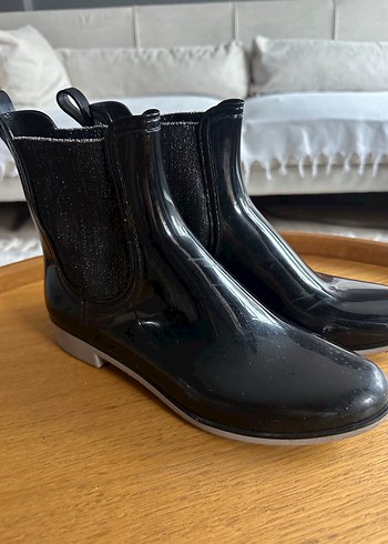 Parlak Siyah Kadın yağmur botu - Görsel 3