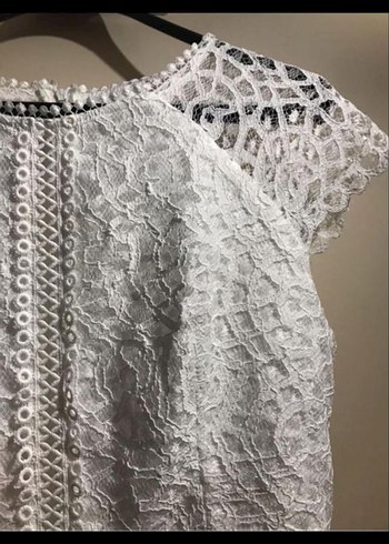 Dantel Detaylı Beyaz Uzun Abiye Elbise - Görsel 2