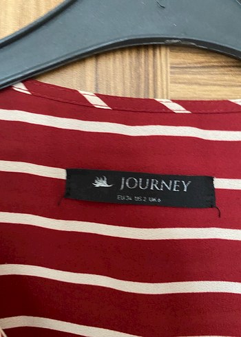 Bordo Çizgili V-Yaka Kadın Gömlek - Görsel 2