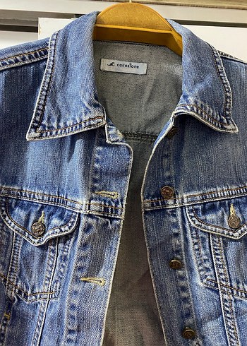 Düğmeli Mavi Kadın Denim Ceket - Görsel 2