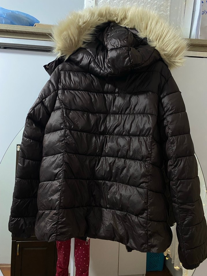 Siyah Kadın Midi Kışlık Fermuarlı Mont - Görsel 3