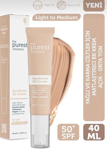 The purest BB Krem SPF 50+ Açık Orta Ton 40 ml
