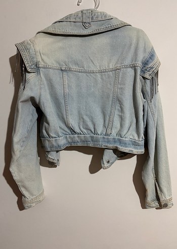 Diğer Beli Kemerli Taşlı Kadın Denim Ceket