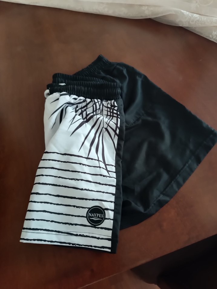 Beyaz Siyah Zebra Desenli Erkek Mini Şort - Görsel 2