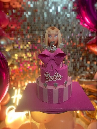 Beden pembe Renk Barbie Maket pasta