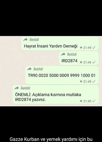 diğer Beden GAZZE YARDIM