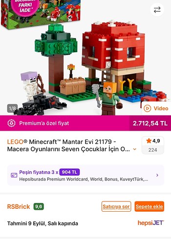 Diğer LEGO Minecraft Kırmızı Küp Seti 21179