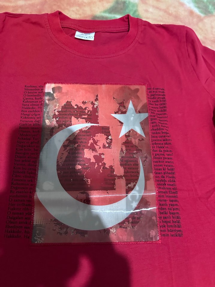 Kız Çocuk Kırmızı Baskılı Tişört - Görsel 2