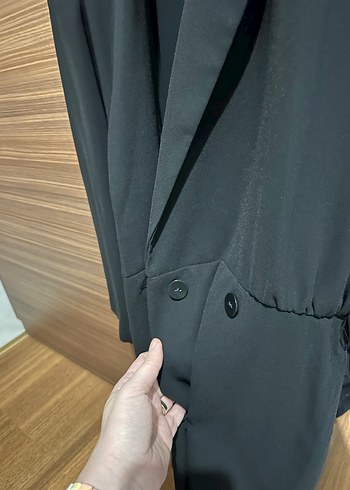 Kemerli Siyah Kadın Blazer Ceket elbise - Görsel 4