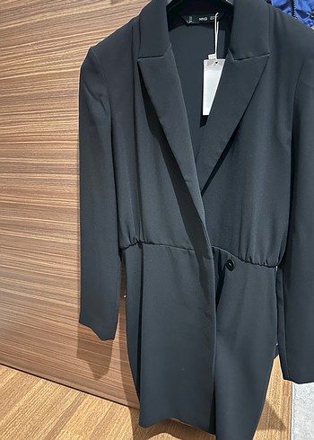 Kemerli Siyah Kadın Blazer Ceket elbise - Görsel 3