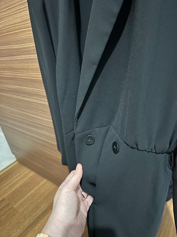 Kemerli Siyah Kadın Blazer Ceket elbise - Görsel 4