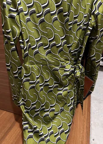 Kadın Yeşil  Desenli mini Elbise - Görsel 2