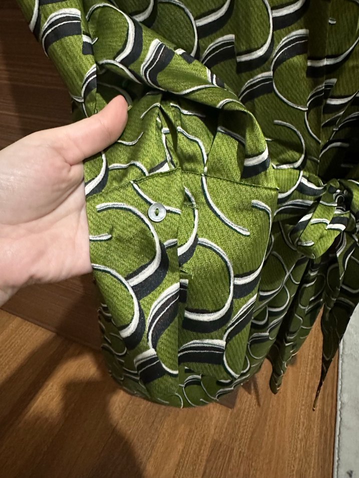 Kadın Yeşil  Desenli mini Elbise - Görsel 3