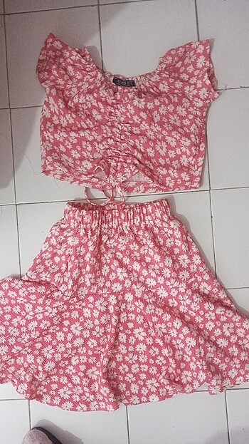 s Beden pembe Renk Pembe Çiçekli Alt üst Takım