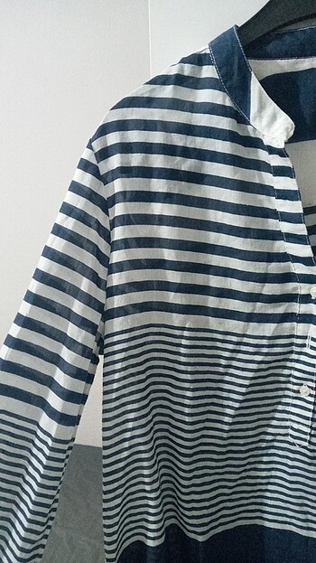 Defacto Mavi cizgili Gomlek elbise - Görsel 5