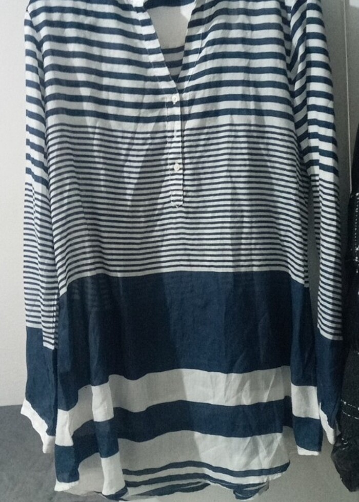 Defacto Mavi cizgili Gomlek elbise - Görsel 2