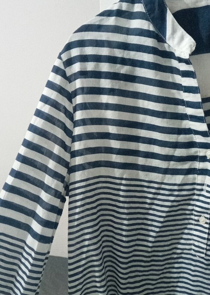 Defacto Mavi cizgili Gomlek elbise - Görsel 5