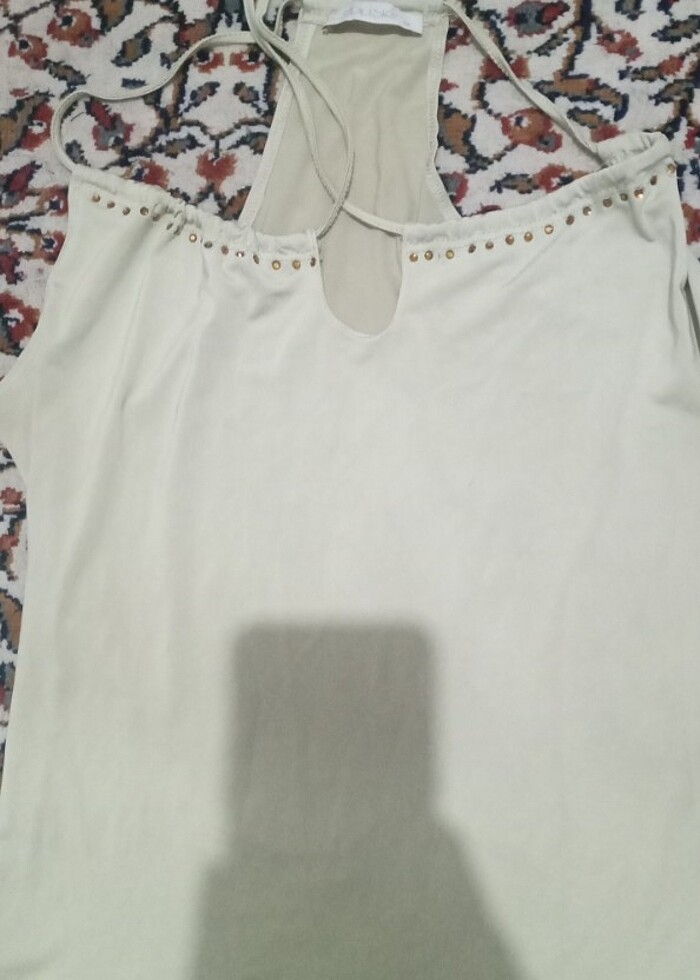  ADL Lime Boğazdan Bağlamalı Bluz - Görsel 3