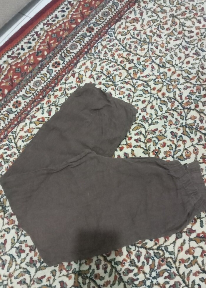 Müslin Kumaş Acı kahve salaş Pantolon - Görsel 2