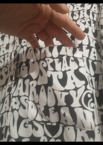 l Beden Düğmeli Desenli Kısa Kollu Crop Gömlek
