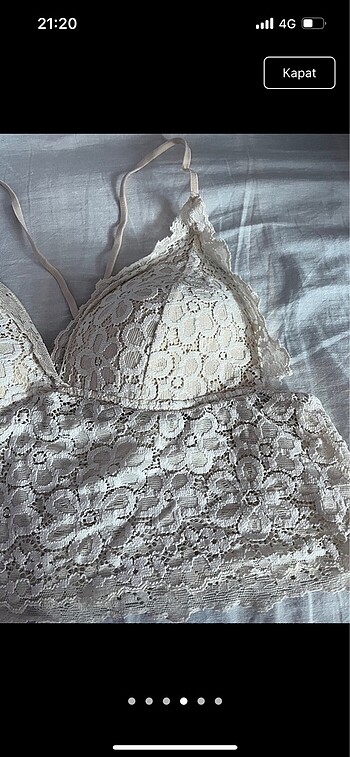 xl Beden beyaz Renk Penti Beyaz Dantelli Bralet