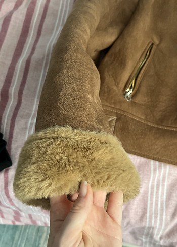 Kahverengi Süet Kürklü Kadın Ceket - Görsel 2