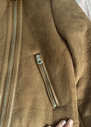Kahverengi Süet Kürklü Kadın Ceket - Görsel 3