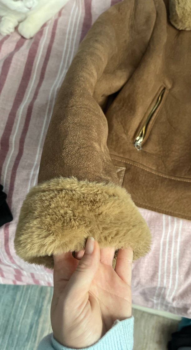 Kahverengi Süet Kürklü Kadın Ceket - Görsel 2