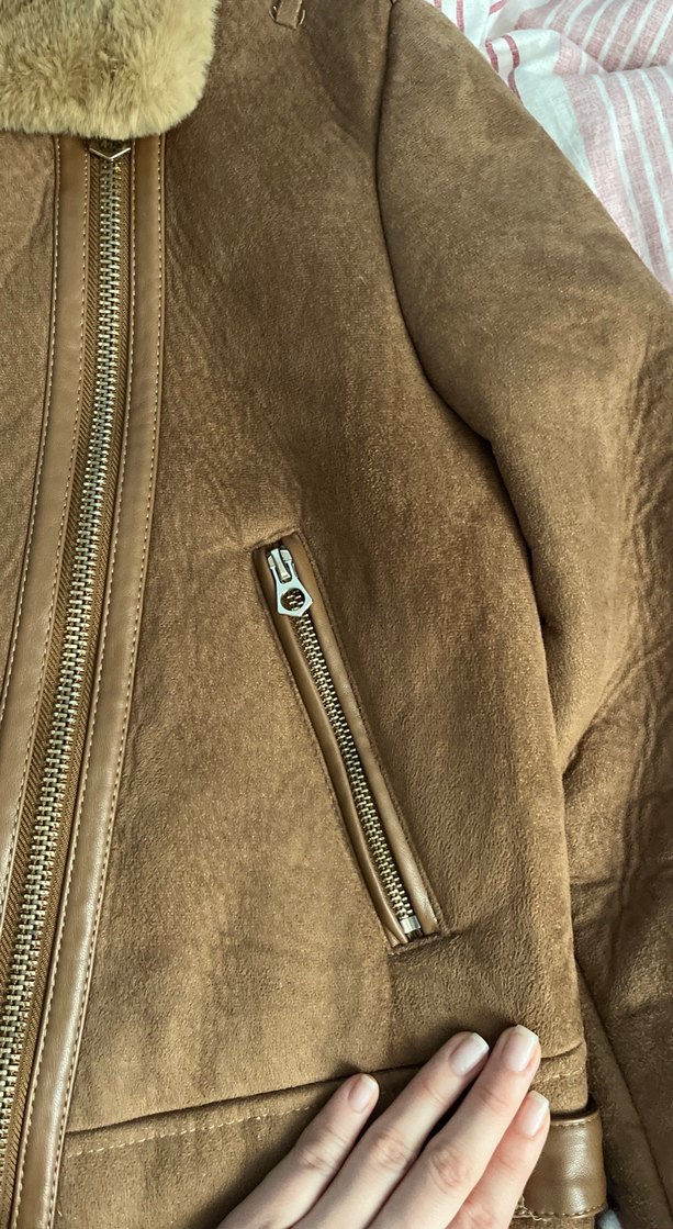 Kahverengi Süet Kürklü Kadın Ceket - Görsel 3