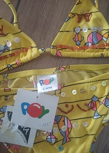 Diğer Sarı Desenli Kız Bikini Takımı