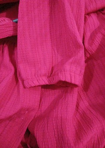 Düğmeli Pembe Keten Kadın Gömlek - Görsel 4