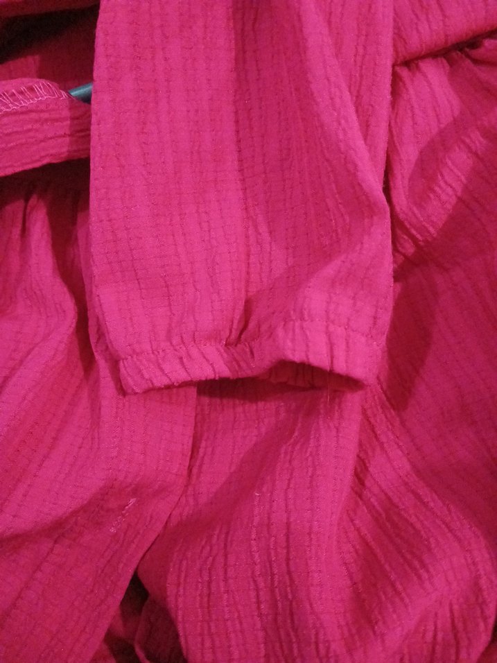 Düğmeli Pembe Keten Kadın Gömlek - Görsel 4