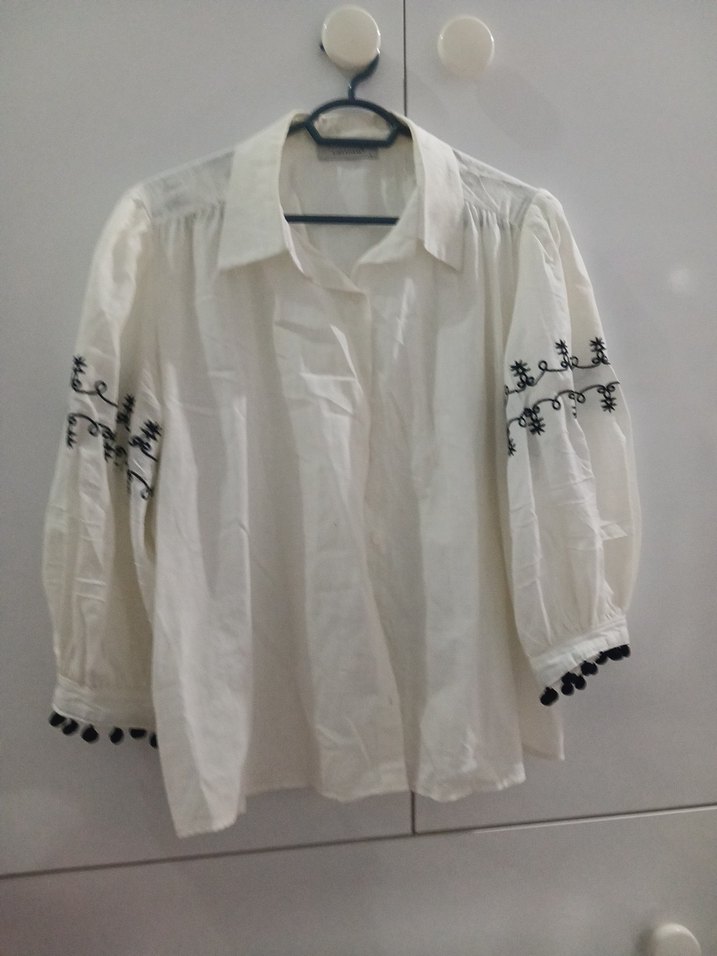 Nakışlı Bohem Kadın Pamuklu Gömlek - Görsel 2