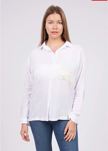 Uzun Kollu Pastel Tie-Dye Pamuk Gömlek - Görsel 3