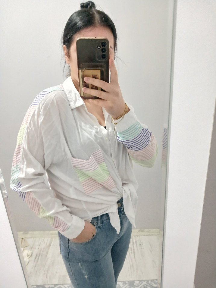 Uzun Kollu Pastel Tie-Dye Pamuk Gömlek - Görsel 2