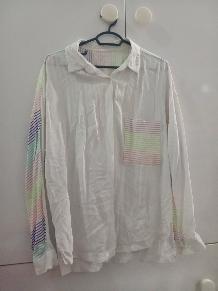 Uzun Kollu Pastel Tie-Dye Pamuk Gömlek - Görsel 4