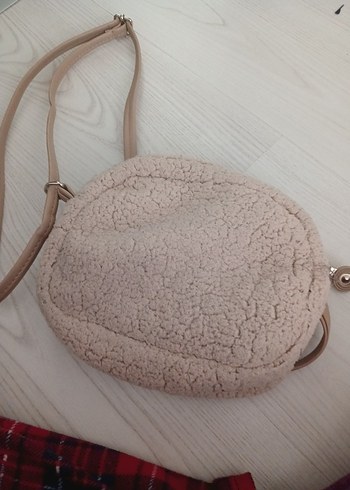 Bej Peluş Kadın Omuz Çantası - Görsel 3