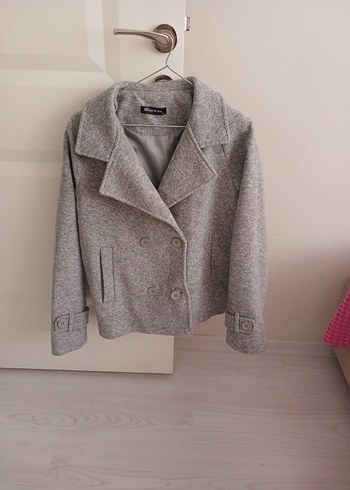 Gri Çift Düğmeli Kısa Kaban - Görsel 2